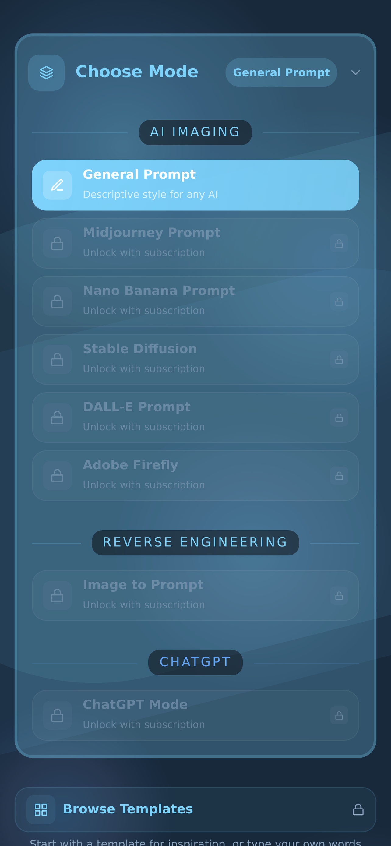 Selecting a prompt mode